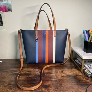 Tory Burch Striped Small Kerrington Tote